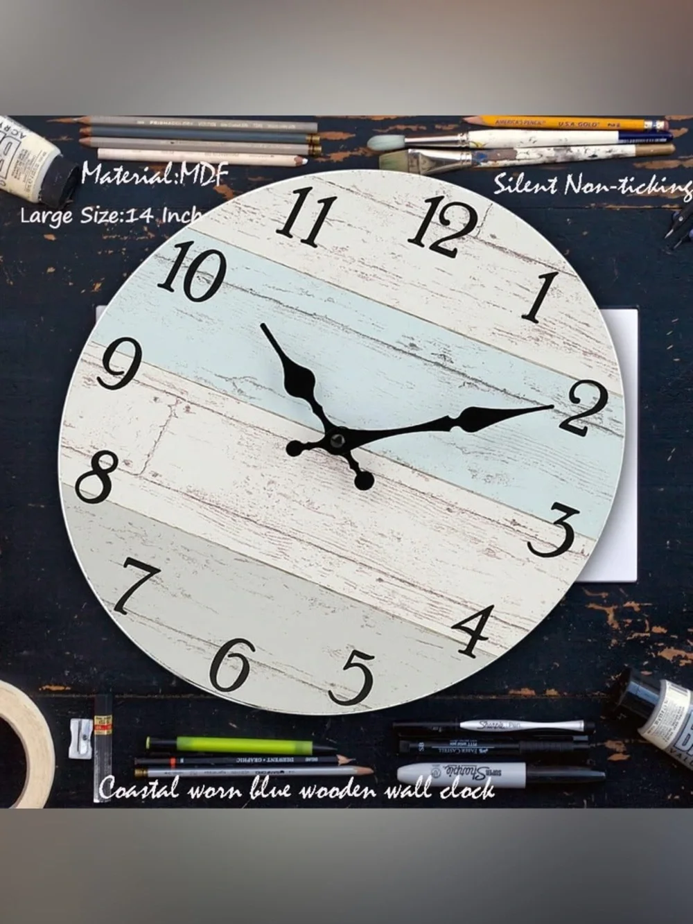 (NEW) Medium size Wooden Decorative Wall Clock Rustic Country Tuscan Home Decor